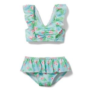 18-24M | baby girl Janie & Jack flamingo tropical bikini swimsuit